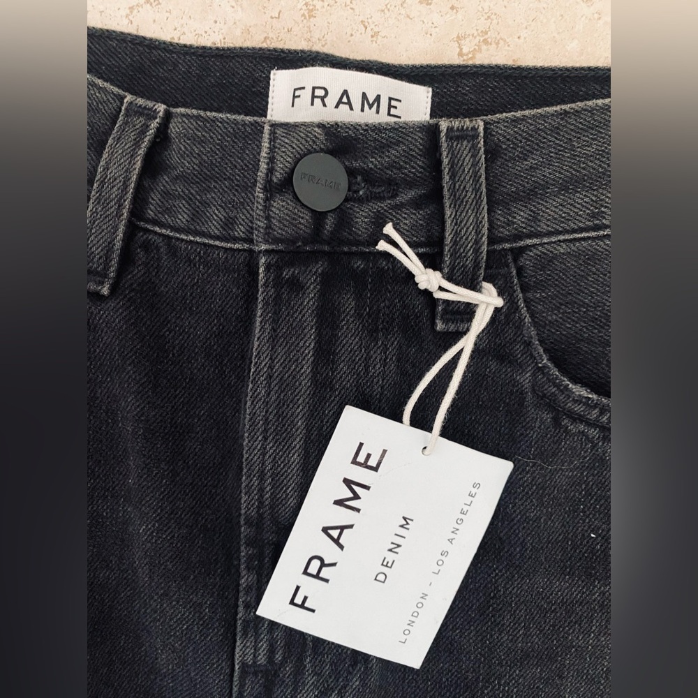 FRAME BLACK DENIM SKIRT WITH TONAL STUD DETAIL - Picture 4 of 4